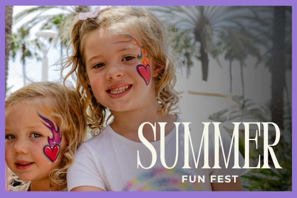 Two young girls with face paint